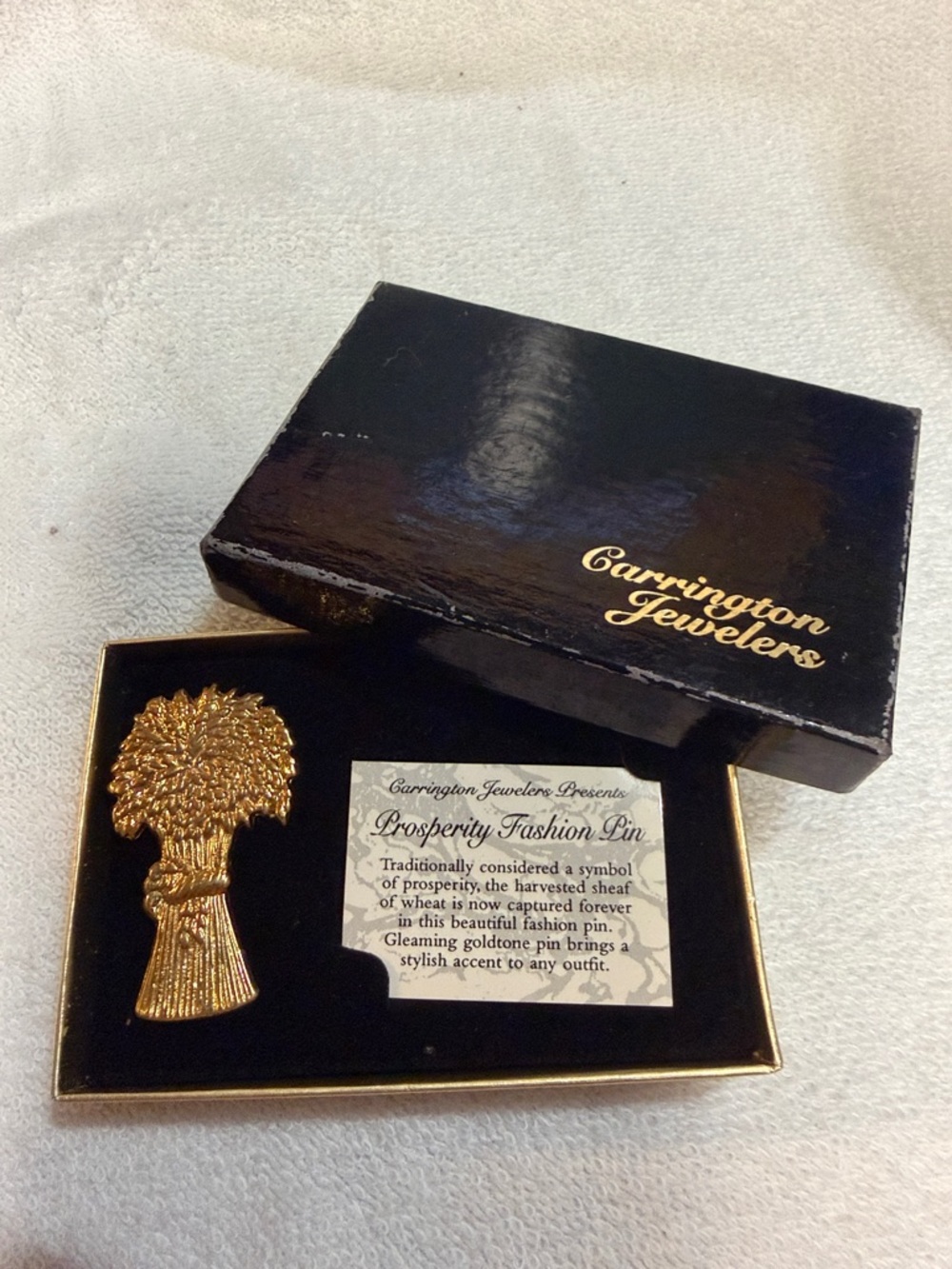 Gold-Tone Prosperity Wheat Sheaf Brooch